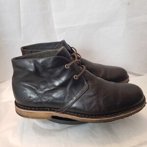 Ugg Leighton Desert Chukka Leather Shearling Lined Mid Boots (3275) Size 9 Black